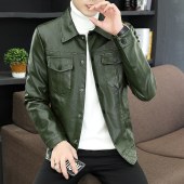 爆款男加绒冬季韩版立领修身皮衣外套ZH,0213